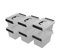 Bringer Set of 6 Small Clear Plastic Storage Boxes, 3 L Small Plastic Storage Boxes with Lid
