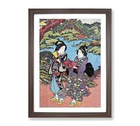 Bringing Gifts By Utagawa Kunisada Asian Japanese Framed Print | A2 Walnut Framed Wall Art | Ready to Hang | Asian Nature Picture | Living Room Bedroom Lounge Office