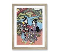 Bringing Gifts By Utagawa Kunisada Asian Japanese Framed Print | A3 Oak Framed Wall Art | Ready to Hang | Asian Nature Picture | Living Room Bedroom Lounge Office