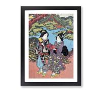 Bringing Gifts By Utagawa Kunisada Asian Japanese Framed Print | A4 Black Framed Wall Art | Ready to Hang | Asian Nature Picture | Living Room Bedroom Lounge Office