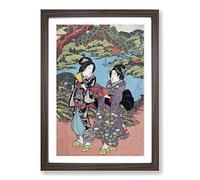 Bringing Gifts by Utagawa Kunisada Framed Print | A2 Walnut Framed Wall Art | Ready to Hang | Modern Nature Picture | Living Room Bedroom Lounge Office