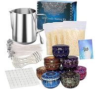 BringLuck2U Candle Making Kit, Candle Beginners DIY Starter Set, Candle DIY Set with Pouring Pitcher, 500g (1.1LB) Beeswax, 50PCS Wicks, Wick Stickers, Candle Tins and More