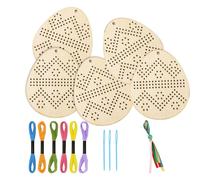 BringLucky 5Pcs Chick Element Easter Craft Cross Stitch Interesting Funny Egg Sewing Keyring Kits Vivid Hollowed Wood Egg Slices for Easter Party Craft Supplies