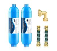 Bringpure 2 Pack RV Inline/Marine Water Filter, NSF Certified, Reduces Chlorine, Heavy Metals, Fluoride, Sediments, Rust, Compatible with Camco 40043 KDF Filter