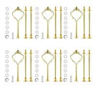 Bringsine 6 Set Cake Stand Hardware Kit Tiered Tray Hardware Fittings 3 Tier Cake Stand Holder for Weeding,Party,Fruit Plate Handle,Cupcake Trays Serving Stand-Gold
