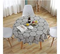 Bringsine Cotton Linen Baroque Style Printed Tablecloth Vintage Round Dinner Picnic Table Cloth Cover for Home Decoration (60 Inch)