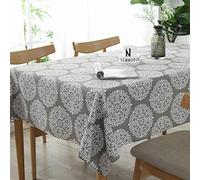 Bringsine Cotton Linen Fashion Baroque Style Printed Washable Tablecloth Vintage Oblong Dinner Picnic Table Cloth Home Decoration（Rectangle/Oblong, 55 x 71 Inch）
