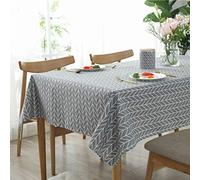 Bringsine Tablecloth Arrow Pattern Cotton Linen Dust-proof Waterproof Table Cover for Kitchen Dinning Tabletop Linen Decor (Rectangle/Oblong, 55 x 71 Inch, Grey)
