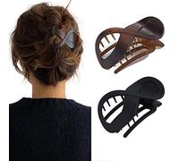 Brinie French Concord Hair Clip Acrylic Hair Claw Clips Thick Hair Flat Hair Clips Grip Hair Banana Barrettes for Styling Hair Accessories for Women and Girls (Pack of 2)