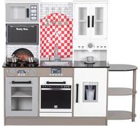 BRINJOY Play Kitchen, Children's Play Kitchens with Oven, Stove, Sink, Apron, Ice Maker, Cookware,Toy Kitchen Set for Toddler Girl Boy Age 3+，Kids Kitchen Blue (White)