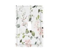 Brinkaloo Sage Green Eucalyptus Leaves Floral 1 Gang Single Toggle Wall Plate Decorative Wildflower Flowers Light Switch Cover Faceplate Switchplate Electrical For Bathroom Kitchen
