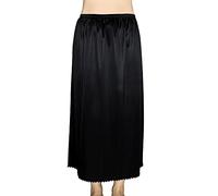 Brinkina Women's Half Slips for Under Dresses Anti-static Elastic Waist Lace Plus Size Long Underskirt, 103black-length 31"- No Slit, 4XL/5XL