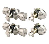 BRINKS 2798-119 Bell Style Keyed Alike Door Knob and Deadbolt Set, Satin Nickel, 2-Pack