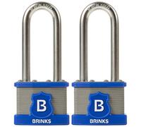 Brinks Commercial Padlocks Laminated Brinks Home Security 677-44202 44MM Commercial Grade Lock with 2-1/2" Boron Steel Shackle, 2-Pack, Keyed Alike, 2 Pack
