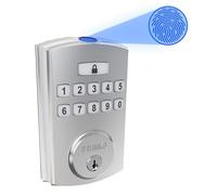 Brinks Fingerprint & Keypad Electronic Door Lock with Deadbolt, High-Security Keyless Entry Smart Lock for Front Door, Up to 50 User Codes, Automatic Locking, Satin Nickel
