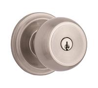 BRINKS - Stafford Front Door Keyed Door Knob, Satin Nickel - Hands-Free Door Handle Opens 3 Ways: Push, Pull, Rotate