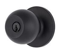 BRINKS - Transitional Keyed Entry Ball Door Knob, Matte Black - Designed for Traditional and Transitional Homes and Blends Seamlessly with Interior Décor