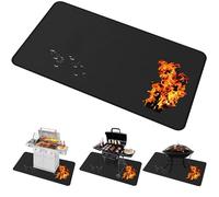 Brinman Large Under Grill Mat, 40x65Inch Deck and Patio Protective Mat for Gas, Charcoal, Flat Top Griddle Grill, Black, Rectangular, Polyester, Polyethylene