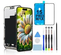 Brinonac for iPhone 15 Pro Max Screen Replacement Kit, 6.7" Full HD Retina LCD Display, Touch Screen Digitizer Assembly with Repair Tools, Waterproof Adhesive, and Tempered Glass