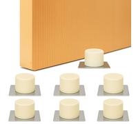 Brinox Beige Adhesive Door Stop | Pack of 6 Units | Rubber Shock Absorber and Stainless Steel Base 45x45x21mm