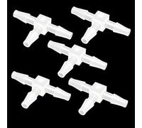 Brintek Plastic 1/8" Tee Fitting Equal Barb 3 Way Hose Joint Splicer Mender Union Adapter for Oxygen Boat Aquarium Liquid Air (Pack of 5)