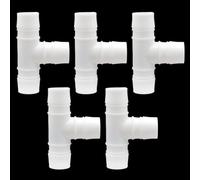 Brintek Plastic 1" Tee Fitting Equal Barb 3 Way Hose Joint Splicer Mender Union Adapter for Oxygen Boat Aquarium Liquid Air (Pack of 5)