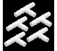 Brintek Plastic 5/8" Tee Fitting Equal Barb 3 Way Hose Joint Splicer Mender Union Adapter for Oxygen Boat Aquarium Liquid Air (Pack of 5)