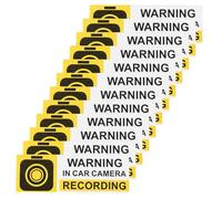 Briny River 12Pcs Yellow Vinyl Plastic Car Camera Sticker, 15 x 5 cm, Waterproof, UV-Resistant, Suitable for Glass, Plastic, Metal Surfaces, Warning Notice for Rideshare & Vehicle Monitoring