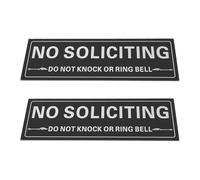 Briny River 2PCS Black Metal Self-Adhesive No Soliciting Sign 19cmx6.4cm for Gate Porch Office Door Windows Mailbox Aluminum No Solicitation Signs