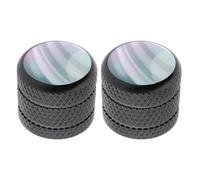 Briny River 2PCS Double Line Steel White Shell Top Tele Dome Knobs Compatible with Fender Compatible with Telecaster Electric Guitar Bass, Black