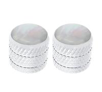 Briny River 2PCS Double Line Steel White Shell Top Tele Dome Knobs Compatible with Fender Compatible with Telecaster Electric Guitar Bass, Silver