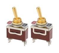 Briny River 2x 2Pin Brass Knurl Toggle Button Switch Rocker Switch 12-250V 2-Position TEN-1021 for Automotive Light DIY