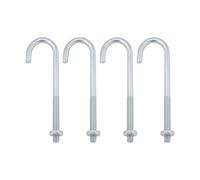 Briny River 4pcs M10 Hook Bolt J Long Shank Threaded Bolt Industrial Fastener for Pipework Garden Fence Projects Roof Sheets Concrete (150mm)