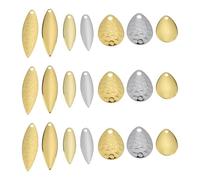 Briny River 50PCS Fishing Bait Spinner Blade Kit With Pattern and Without Pattern Copper Fishing Tackle Spinner Blade for Lure Making