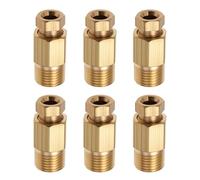 Briny River 6Pcs Brass Compression Fitting 4mm Tube OD x 1/8 BSP Male Connector for Air Oil Water Pipe