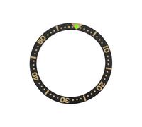 Briny River Black Aluminium Bezel Insert for Watch 31.5 x 38 mm Gold Markings Green Luminescence Compatible with SEIKO SKX007