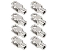 Briny River Pack of 8 M8 x 1.25 Right Hand Thread Clevis Fork End Long Joint Galvanised Steel Joint for Agricultural Construction Hydraulic Systems