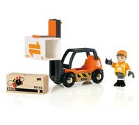 BRIO World Forklift Toy Vehicle for Kids Age 3 Years Up - Wooden Railway Add Ons & Accessories