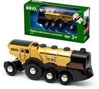 BRIO World Mighty Gold Action Locomotive Battery Powered Toy Train for Kids Age 3 Years Up - Wooden Railway Set Add On Accessories