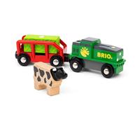 BRIO World Battery Powered Farm Train Engine for Kids Age 3 Years Up - Wooden Railway Add On Accessories
