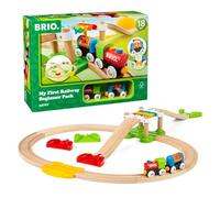 BRIO My First Railway 33727 Beginner Pack Wooden Train Set with Track - Push-Along Train & Rattle Wagon, Toddler Preschool Toy Gift for Boys & Girls, 18 Months and Up