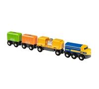 BRIO World Three Wagon Cargo Engine Train Toy for Kids Age 3 Years Up - Wooden Railway Add On Accessories