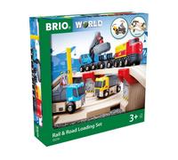 BRIO World 33210 - Rail & Road Loading Set - 32 Piece Wooden Train Set | Ideal for Kids Aged 3+ | with Special Crane Car & Flatbed Idea