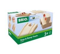 BRIO World 33385 - Stop and Ramp Track - 4 Piece Wooden Toy Train Accessory for Kids Ages 3 and Up