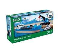 BRIO World - 33534 Container Ship and Crane Wagon | Premium 4-Piece Kids Train Set Toy | Enhances Motor Skills & Creativity | Compatible with All Toys