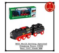 BRIO World Battery Operated Steaming Train 33884 Real Cool Steam NEW
