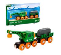 BRIO World Clever Crane Wagon for Kids Age 3 Years Up - Wooden Railway Train Accessories and Add Ons