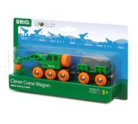 BRIO World Clever Crane Wagon for Kids Age 3 Years Up - Wooden Railway Train Accessories and Add Ons