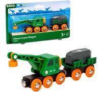 BRIO World Clever Crane Wagon for Kids Age 3 Years Up - Wooden Railway Train Accessories and Add Ons