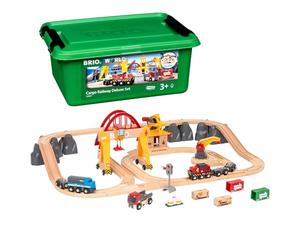 BRIO World Deluxe Cargo Wooden Railway Train Set - Large Wooden Train Track with Freight Train, Crane, Wagons, Loads & Accessories, Expandable BRIO World Set, Toy Gift for Kids Age 3 Years and Up